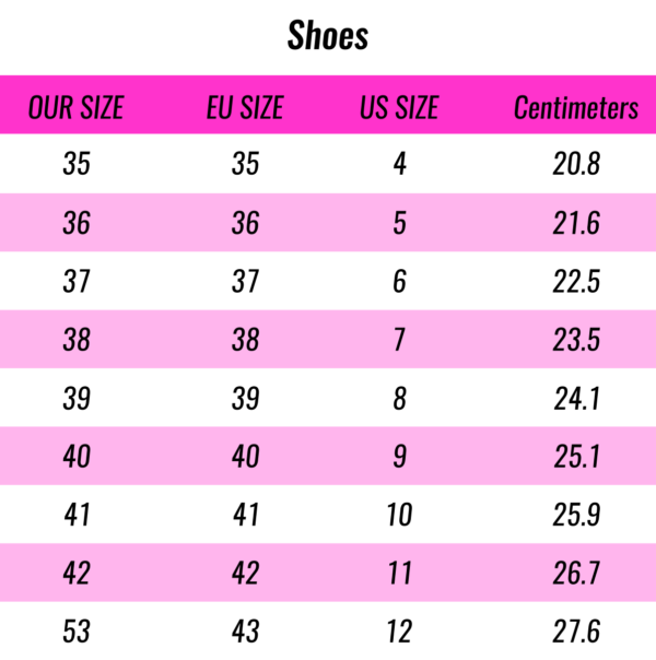 Size guide | Pearls And Glitters Fashion